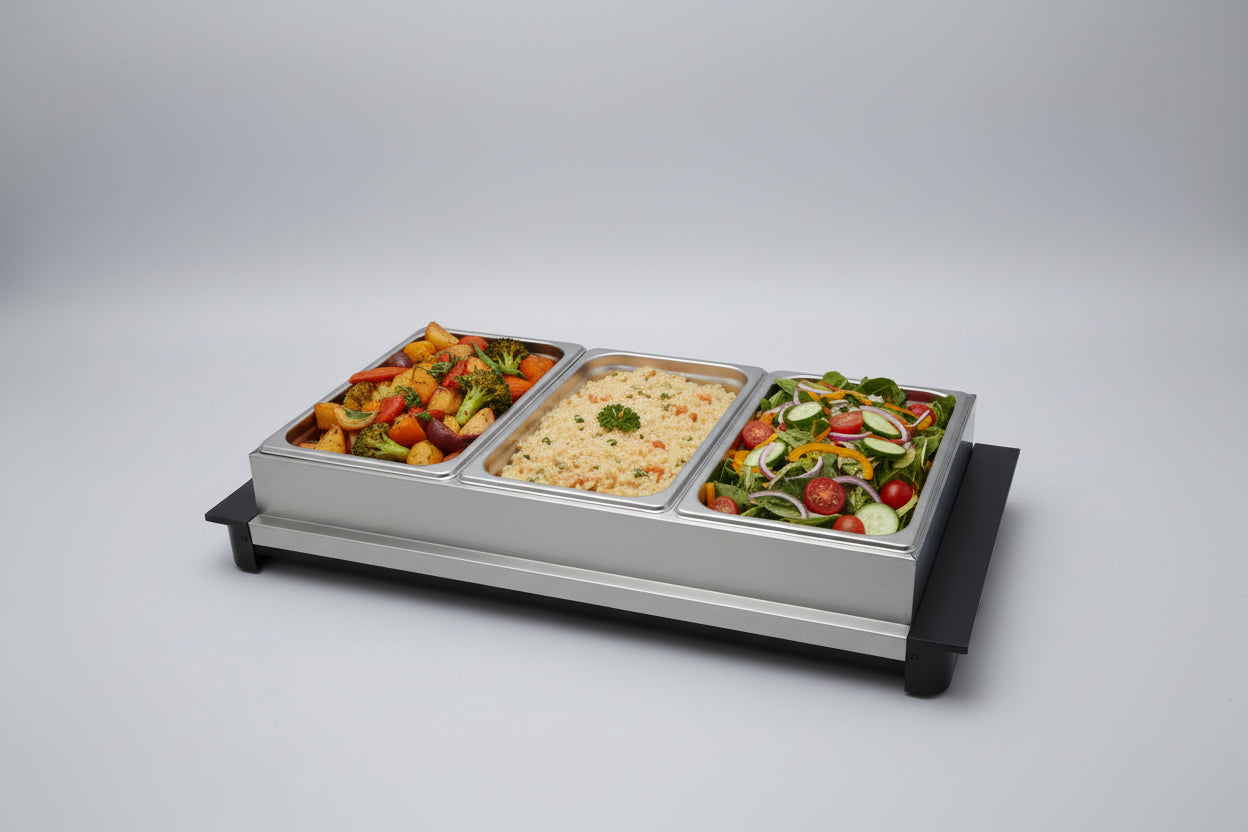 Electric Stainless steel triple burner buffet chafing dish