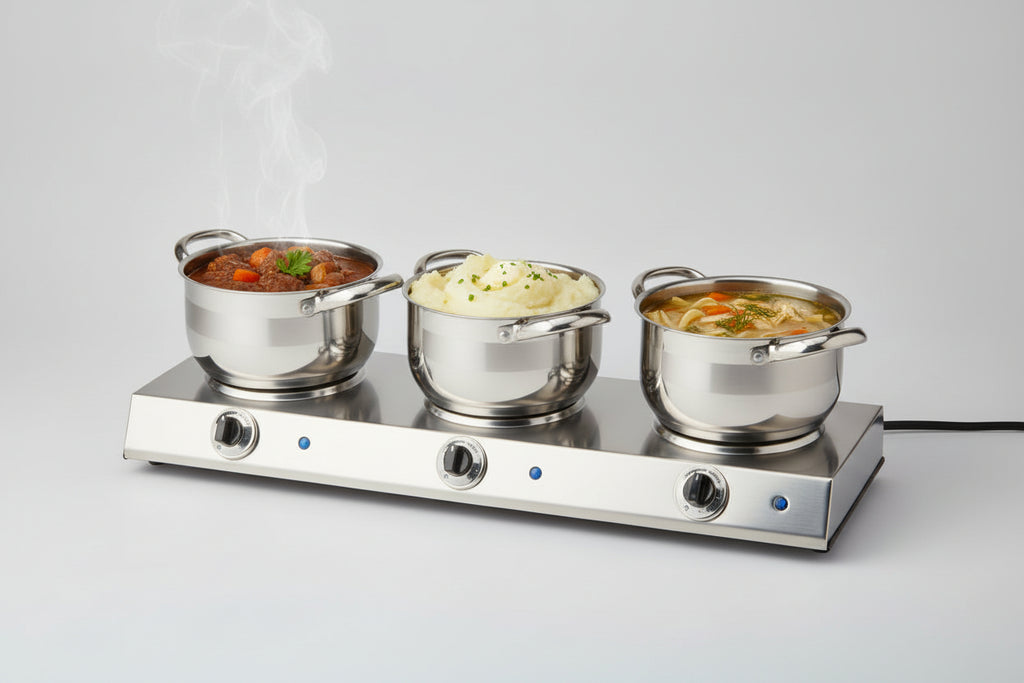 Electric Stainless-steel triple burner buffet chafing dish