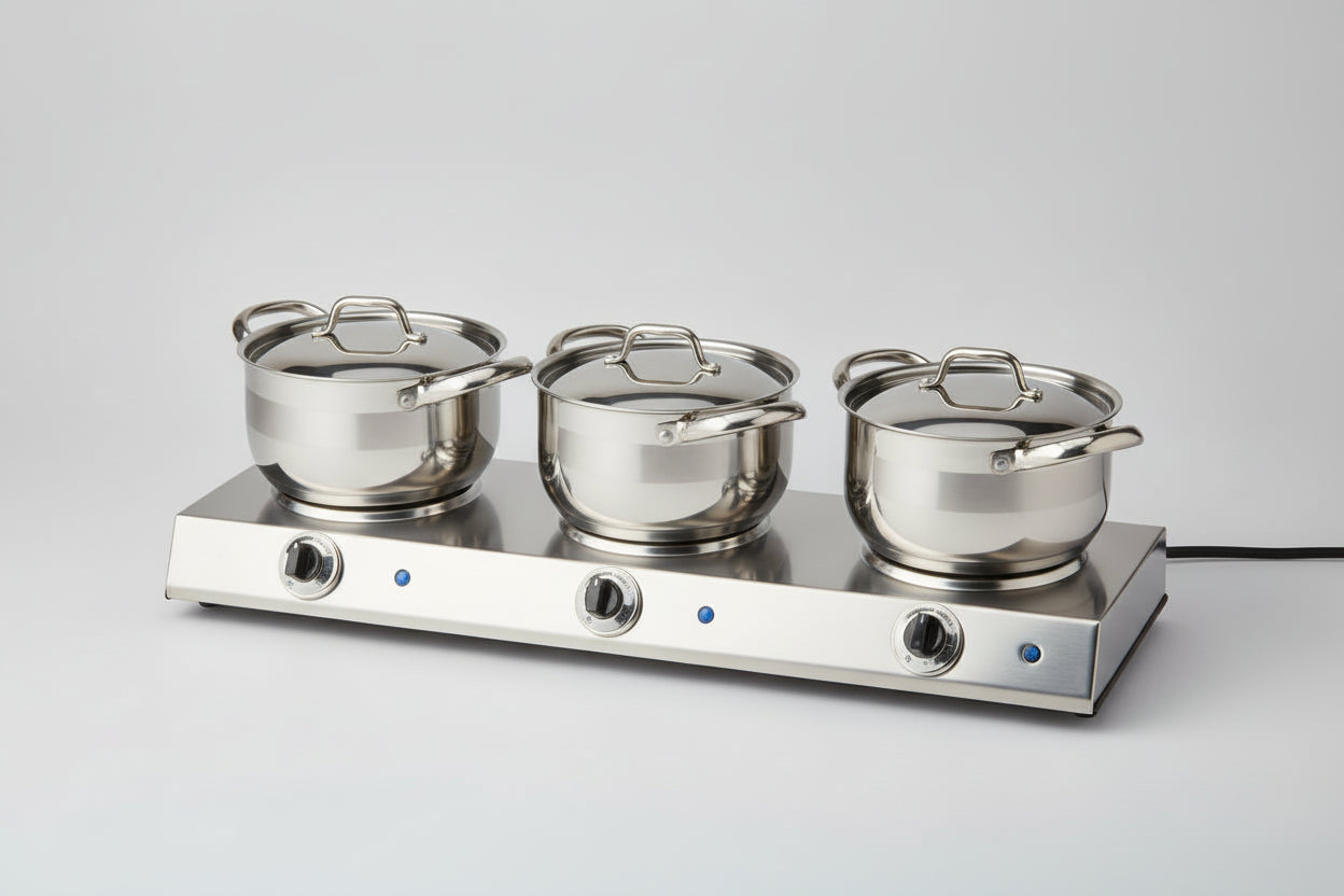 Electric Stainless-steel triple burner buffet chafing dish