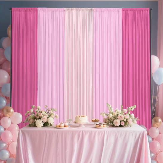 10x8 Feet Gradient Pink Backdrop Curtain, 5-Panel Wrinkle-Free Photo Backdrop