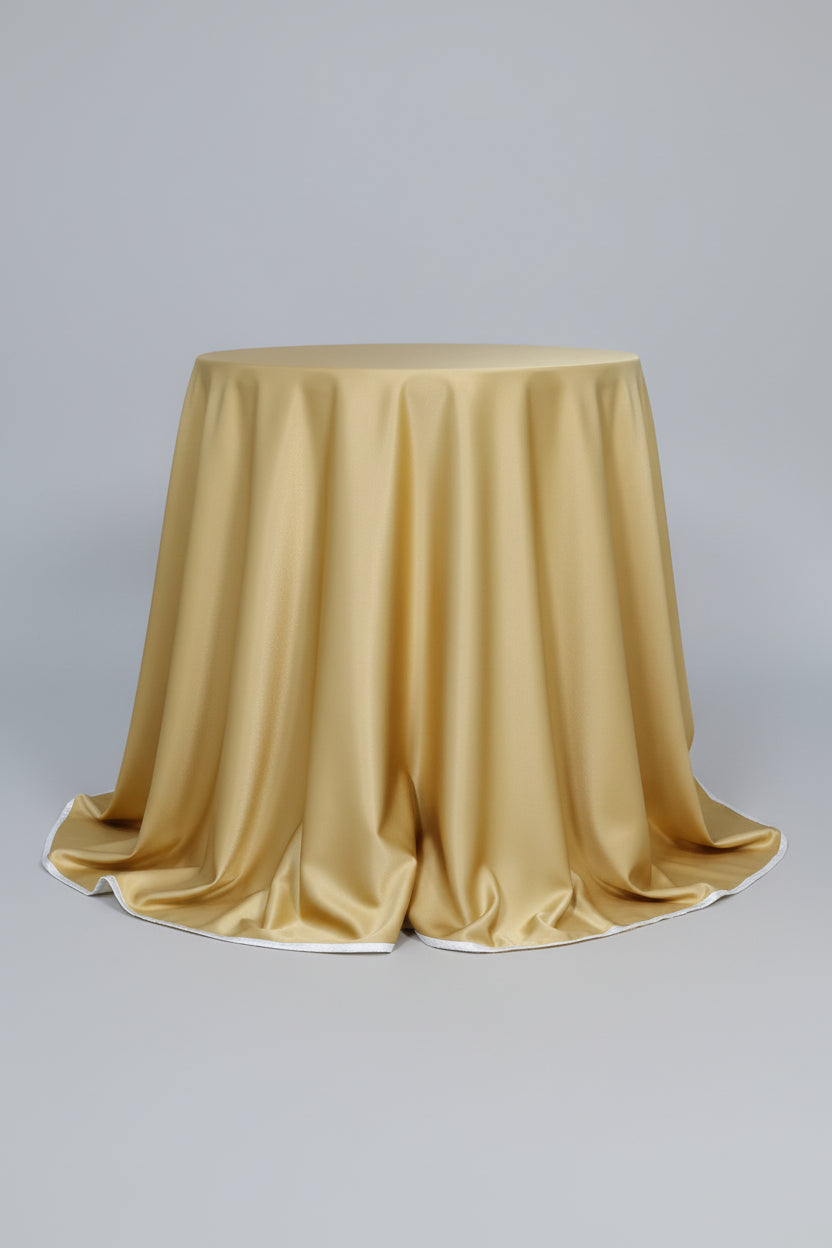 Reversible Round Tablecloth 120" - 132 - Gold & White