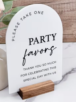 Party Favors Arch Table Sign