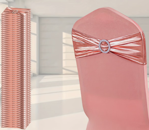 Rose Golden Elastic sashes with Metallic Lycra Slider Bows