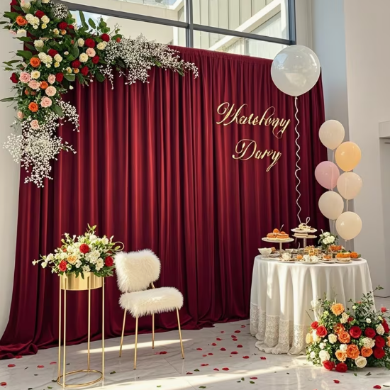 Satin Curtain Background - Red