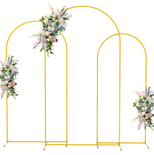 Gold Wedding Arch Stand – Round & Square Metal Backdrop Frame