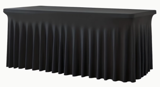 Stretchable Rectangular Table Cover Skirt – 6FT, Open Back, Spandex/Polyester Blend