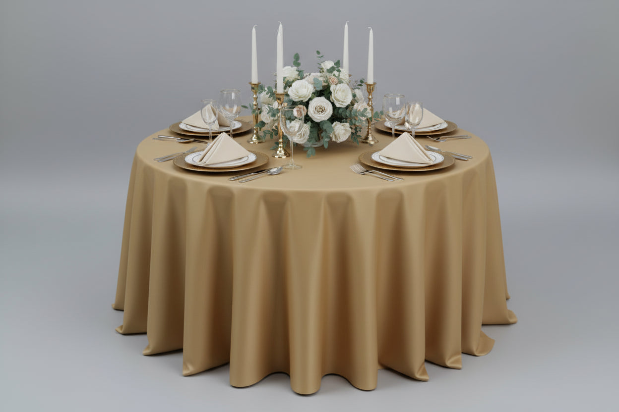 Double-sided reversible round tablecloth - 124" - 132".