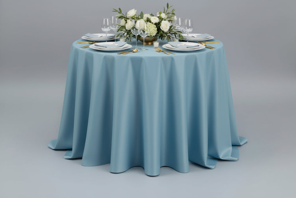 Double-sided reversible round tablecloth - 124" - 132".