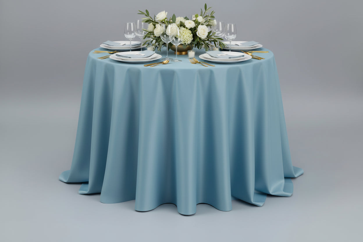 Double-sided reversible round tablecloth - 124" - 132".