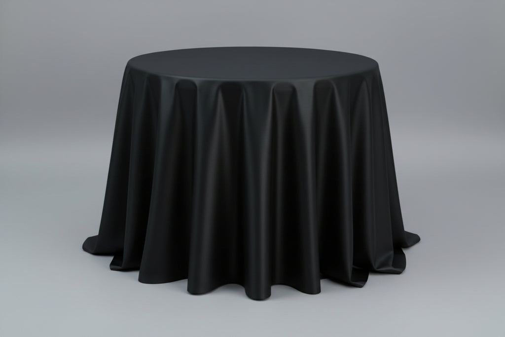 Reversible Round Tablecloth 120" - 132 - Champagne & Black